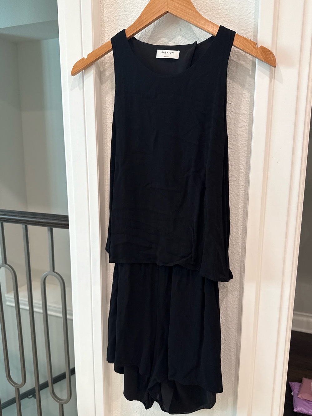 Babaton Donachie Black Open Back Romper Small Aritzia Tie Back
